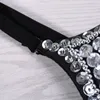 Nieuwe vrouwen Sexy All-over Rhinestone BH Ondergoed Metallic Punk Style Clubwear Stripper Draag Silver Color 201013