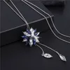 Whole Jewelry Style Tassel Necklace Bride Jewelry Zircon Sweater Chain Creative Snowflake Necklace Female Special Body Acc240I