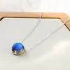 925 Silver Women Necklace Jewelry Gift Moon Aurora Pendant Halo Crystal Gemstone Light Necklaces Q0531
