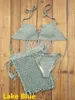 3 piece set Gypsy Boho Hand Crochet Bikini Set Women Swimwear Tassel Skirt, with long fringe Beach Skirt Net1