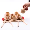 Baby Toy Wooden Kitchen Toys Pretend Play Cutting Fruit Vegetables Mini Solid Beech Tea Coffee Cup Set Early Education Food Toys LJ201007