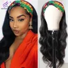 Mostrar Modern Brazilian Onda Wig Wig Headband Máquina Completa Perucas de Cabelo Humano para Mulheres Natural Preto Remy Hair 150% Densidade