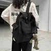 방수 Hocodo 단색 여성 나일론 배낭 십대 소녀 어깨 여행을위한 간단한 학교 가방 202211