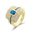 Taille 6-9 Luxe Designer Bijoux Anneaux AAA Zircon Cuivre Or Argent Plein CZ Diamant Blanc Bleu Vert Pierres Précieuses Pour Les Femmes Partie De Mariage Bague En Diamant Cadeau