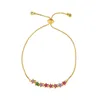 18k Gold Rainbow Zircon Diamond Armband Pull String Justerbar Crown Heart Cross Charm Armband Women Fashion Jewelry Will and Sandy Gift