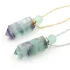 Collana Bottiglia di profumo Gemme naturali Pietra Diffusore di olio essenziale Quarzo Fluorite Pendenti Collane a catena con ciondoli a punta da donna