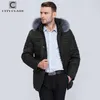 Clase de ciudad Clásico Hombres Invierno Thinsulate Abrigos Silver Fox Chaquetas con capucha Grueso Cálido Moda Casual Stand Collar Extraíble 14342 201119