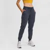 L-36 Yoga-Hose mit gewebten Taschen, lockere Jogger, schnell trocknend, elastisch, zum Laufen, Fitness, Sport, lässige Turnhallenkleidung, Kordelzug, Damen-Leggings, eng