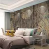 Özel Duvar 3D Tropikal Bitki Yapraklar Modern Retro TV Arkaplan Duvar Boyama Salon Koltuk Yatak Ev Dekorasyonu Duvar Kağıdı