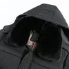 Casaco de inverno Down Men a idade de meia idade casual encapuzado casacos de luxo colarinho de pele de alta qualidade grossa longa down jacket Men 201210