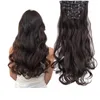 Clips In Hair Extension Body Wave 22" Hair Extension Clip For Women Synthetic Hair Extensions Brown 613# Ombre Color