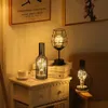 LED Retro Bulb Iron Table Winebottle Copper Wire Night Light Creative Hotel Home Decoration Desk Lamp Night Lamp Battery Powered C1007