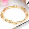 Massive Womens Mens Bracelet Figaro Chain Link 18K Yellow Gold Filled Wrist Bracelet 9 Inches Long Solid Jewelry Accessories Fashion