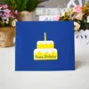 3D POP UP Mutlu Yıllar Tebrik Kartları Lazer Kesilmiş Meyve Kek Şekli Kartpostal Hediye Kart Zarf Çıkartmaları