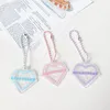 Korean Colorful Love Key Holder Flash Powder Transparent Acrylic Girl Cute Decorative Pendant Backpack Keychain Gift Accessories