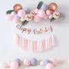 Macaron Balloons Arch Kit Rosa Latex Baloons Rose Gold Confetti Ballon Garland Bröllopsfödelsedagsfest dekor Baby Shower Supplies F1230