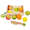 Woodaddyの赤ちゃんのおもちゃイチゴのシミュレーションフルーツ野菜のカットセット子供のための木のおもちゃの子供台所食べ物教育ギフトLJ201009