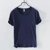 Summer Pure Cotton T-shirt för män o-hals Solid Color Casual Thin T Shirt Basic Tees Plus Size Male Kort ärm Toppar Kläder 220224