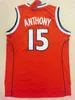 Carmelo Anthony Jersey # 15 Syracuse College Stitched Personalizza qualsiasi numero di nome Maglia da basket UOMINI DONNE GIOVANI