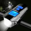 Waterproof Bicycle Light USB Charging Bike Front Flashlight Handlebar Cycling Head w/ Horn Speed Meter LCD Screen 220215
