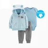 baby girl clothes cartoon 2020 autumn newborn boy outfit long sleeve sets hooded jacket unicorn+romper+pants winter clothing LJ201023