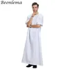 Beonlema arabski islamski Hombre letnie krótkie rękawy Thobe dla mężczyzn kaftan Homme muzułmańskie ubrania Abaya Baju muzułmańskie Pria1208x