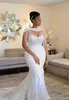 Designer 2021 Vestidos de noiva sereia com miçangas envoltos em renda de cristal aplicados vestidos de noiva sensuais sul-africanos plus size casamento 208v