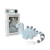 Baby Teeteeltjes Dinosaurus Teether Pain Relief Toy With Fopspeen Clip Houder Set voor Pasgeboren Baby's Neutraal voor jongens en meisjes