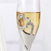 2PCSSETクリスタルシャンパンガラスウェディングトーストフルートドリンクカップパーティー結婚ワインデコレーションカップギフトボックスY200106