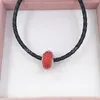 Autentico argento sterling 925 perline in vetro di Murano fascino luccicante rosso adatto alla collana di bracciali gioielli stile Pandora europeo 791654