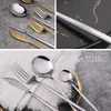 Stainless Steel Mirror Tableware Gold Knife Meal Spoon Fork Tea Spoon Flatware Simple Exquisite Western Dinner Cutlery Dinnerware YL0251