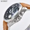 Mens Sport Klockor Högkvalitativ Stålväska Metall Brown Leather Strap Japan VD57 Quartz Chronograph Movement Armbandsur