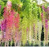 Soie Wisteria suspendus fleur fleurs artificielles vigne guirlande mariage arc décor fausses plantes feuillage rotin traînant faux jlleEQ