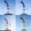 Filtre à roue de bang en verre Bent Dome Perc Bongs Recycler Narguilés 8 pouces Tuyau d'eau Splash Guard Heady Rigs Birdcage Bowl Dab Rig Pyrex Brûleur à mazout