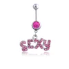 Silver/rosa sexig kristallkroppsnavel Piercing Surgical Button Letter Belly Ring Smycken Bar 13 Styles