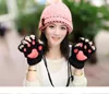 Claw Paw Plush Mittens Kort fingerlösa halvfingerhandskar Bear Cat Plush Paw Claw Half Finger Glove Soft Half Cover Handskar YHM1149672888