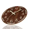 12 tums lysande väggklocka Trä tyst ljus i mörk natt Nordic Fashion Wall Clock Non Ticking Clock med nattljus LJ201204