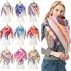 Classical Women Plaid Scarves with Tassel Wrap 110*110 Stripe Shawl Winter Squared Neckerchief Grid Scarf Female Warm Tippet Lattice Blanket