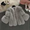 fux fur coats s-4xl女性冬の温かい白いピンクのフェイクコートエレガントな濃厚なアウターの偽のジャケットChaquetas Mujer 201209