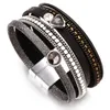 Tennis Amorcome Multilayer Leder Armbänder Für Frauen Trendy Strass Kristall Charme Femme Breite Armreifen Weiblichen Schmuck1