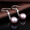 Orecchino rosa di perle coltivate d'acqua dolce naturale con autentici orecchini pendenti in argento sterling massiccio 925 per fidanzamento femminile Y200107