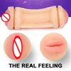 Nxy Sex Men Masturbators Male Masturbator Cup Double Hole Realistic Vagina and Mouth Oral Masturbation for Adult Toy Artificial 1222