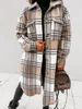 Случайные плещеные длинные рубашки пальто и куртки женщины осень осень зима женская элегантная одноборудование шерстяное пальто женщина Parkas Streetwear