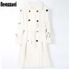 Nerazzurri Lungo caldo e soffice trench in pelliccia sintetica per donna Doppio petto rosa bianco verde plus size cintura moda invernale 201210