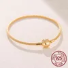 Real 925 Стерлинговые серебряные бусины из серебра Snake Chain Bracte Rose Gold Wire Fit Original Pandra Bead Charm Hears Jewelry 2022