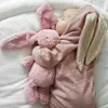 Cute Newborn Baby Boy Girl Bunny Rompers Long Ear Hooded Jumpsuit Rabbit Playsuit Autumn Winter Baby Boy Girl Easter Costumes 201027