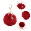 Porte-clés de pom avec pendentif flocon de neige charms à fourrure pelucheuse peluche clés pour les femmes sacs de filles accesso ornement gift 1