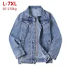 Heren Denim Jas Plus Size 5XL 6XL 7XL Lichtblauw Denim Jas Mannen Mode Ontwerp Lente Grote Mannelijke Oversized Jean Jacket 201123