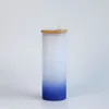 Vaso de vidrio recto con gradiente de sublimación de almacén local con tapa de bambú Lata de vidrio de 25 oz Vaso de vidrio Cerveza de paja reutilizable Lata m247j