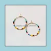Hoop hie oorbellen sieraden shinus inheemse stijl oorbel roestvrijstalen cirkel miyuki kralen ronde eenvoudige oorring voor vrouwen feestdruppel deli